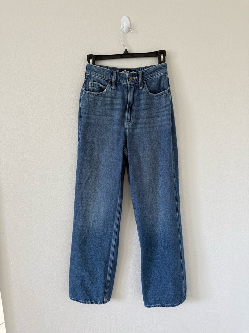 Hollister Navy Blue Denim Ultra High-Rise Baggy Jeans Label